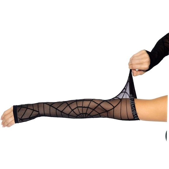 Sheer Spider Web Arm Warmers Black - Picture 3 of 6